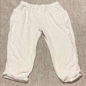 2x Wonderly linen blend Cream Pants casual summery vacation vibes button fly